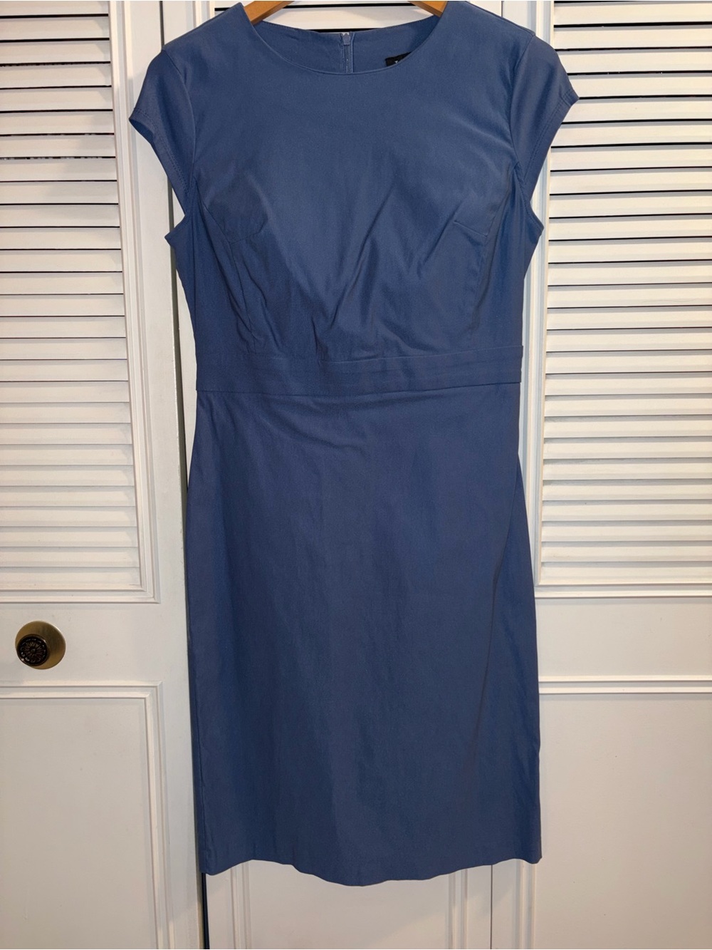 Classic Blue Cap-Sleeve Sheath Dress